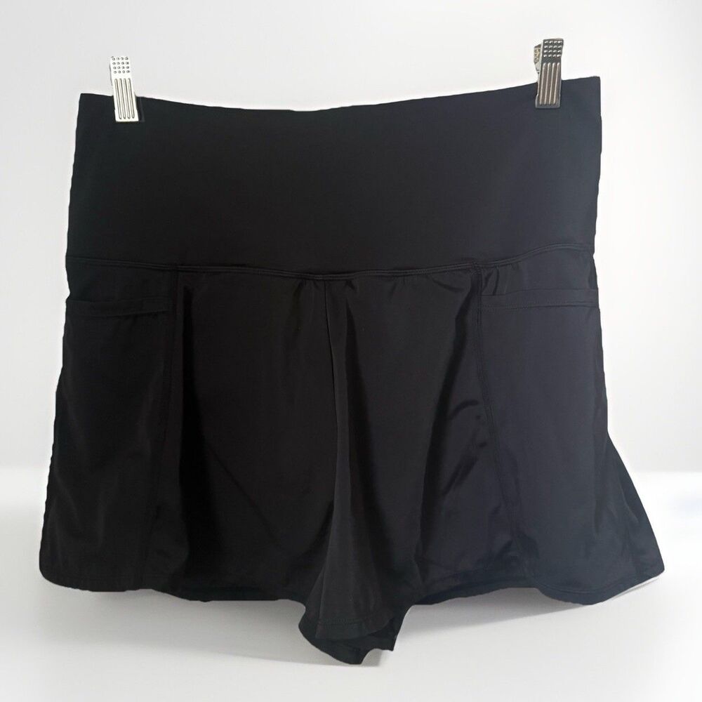 Miraclesuit Techline Swim Shorts 10 Black Bottoms  Control Lined High Waist